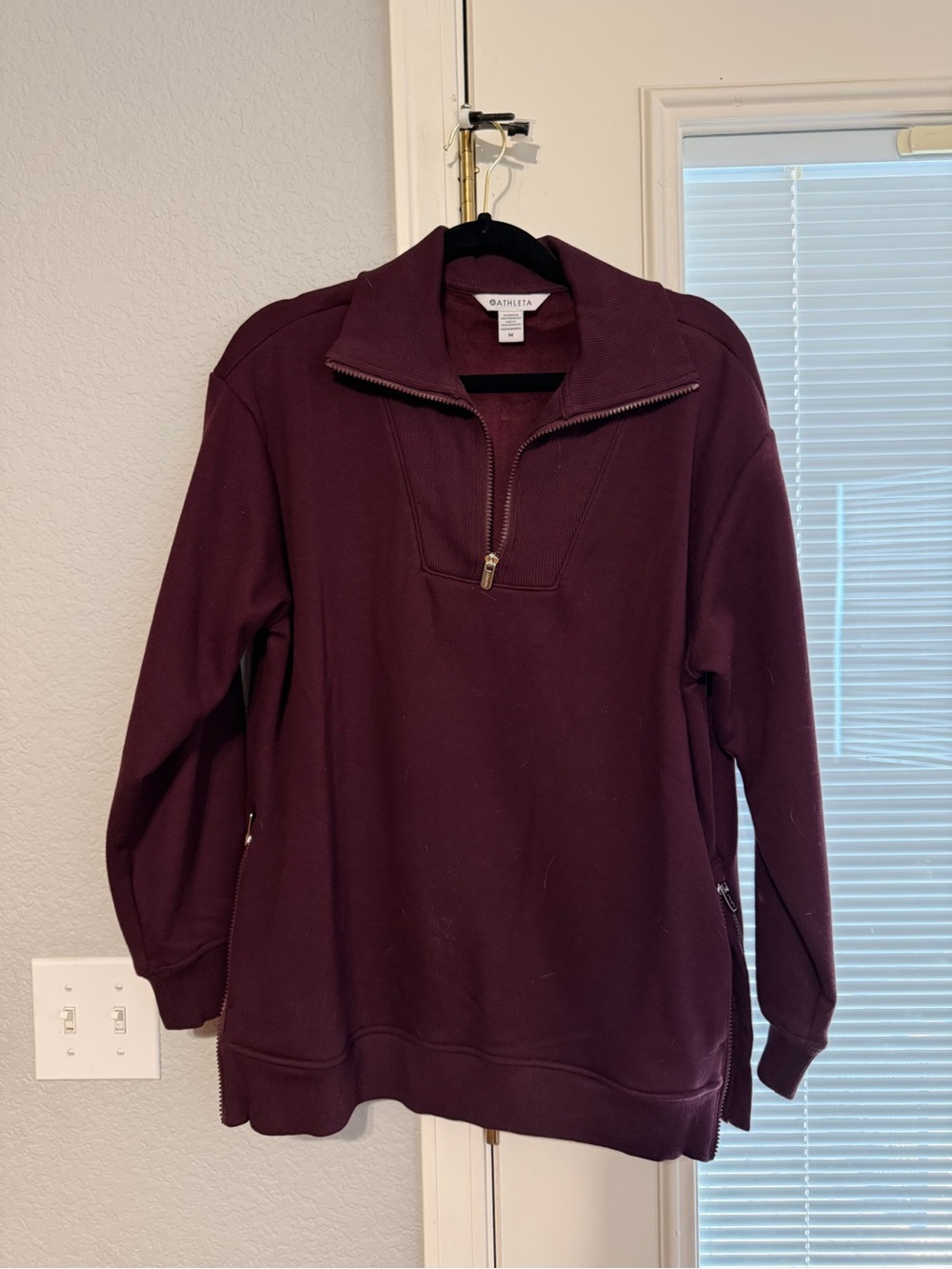 Athleta Cozy Karma 1/2 Zip Sweatshirt Spiced Cabernet M